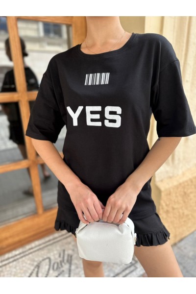 Футболка женская «YES, NO» М156, чёрная