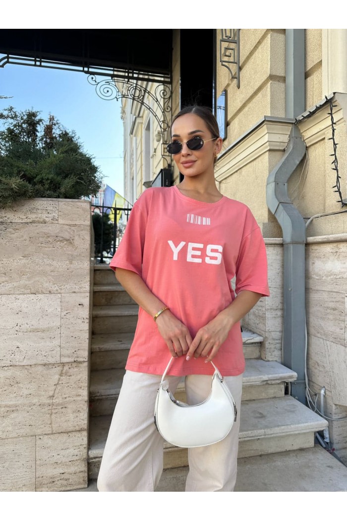 Футболка женская «YES, NO» М156, св.корал