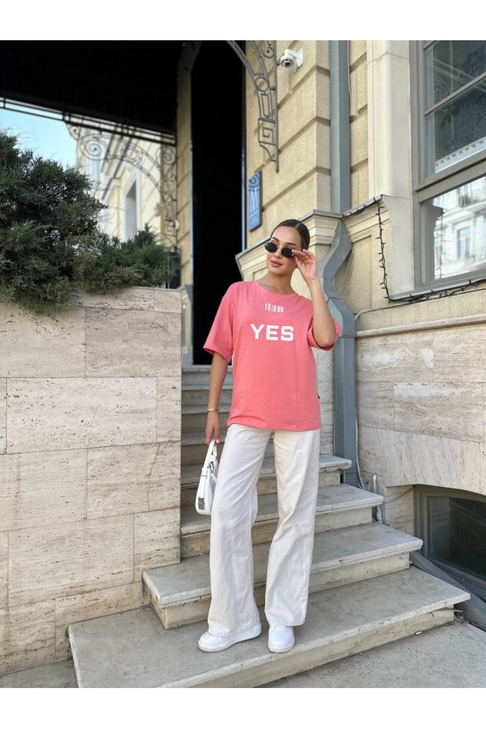 Футболка женская «YES, NO» М156, св.корал