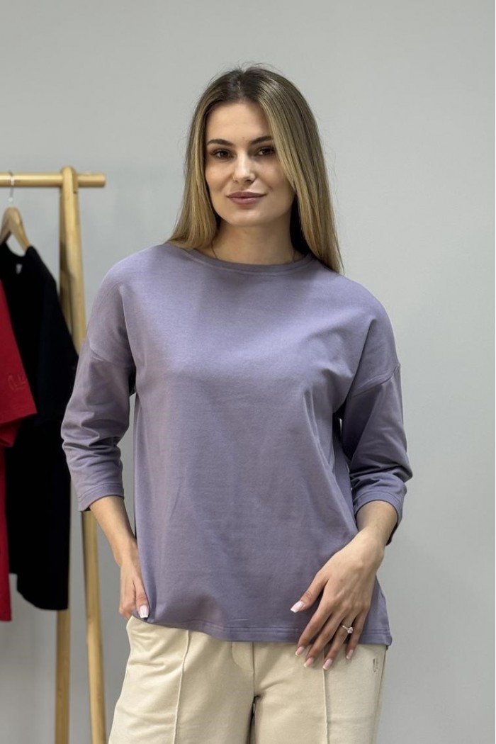 Кофта-лонгслів жіноча з рукавом 3/4 лаванда (М181)