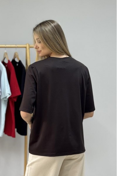 Кофта жіноча з рукавом 3/4 коричнева (М189)