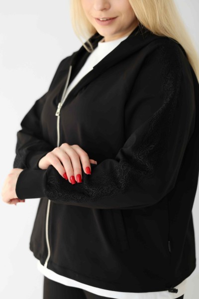 Костюм на молнии с кружевом М219.2 (2х нить), черный