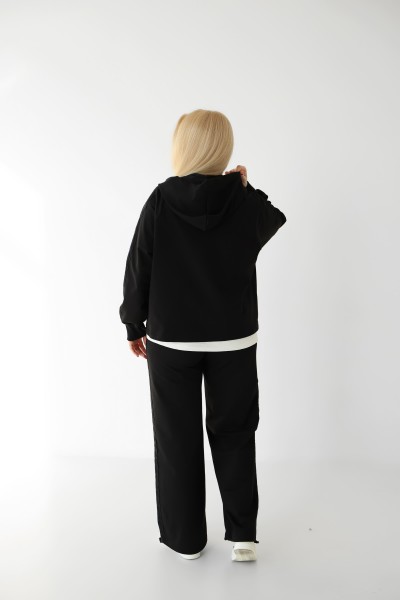 Костюм на молнии с кружевом М219.2 (2х нить), черный