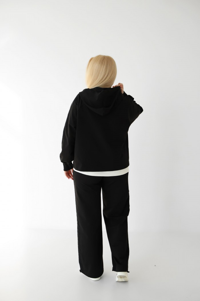 Костюм на молнии с кружевом М219.2 (2х нить), черный