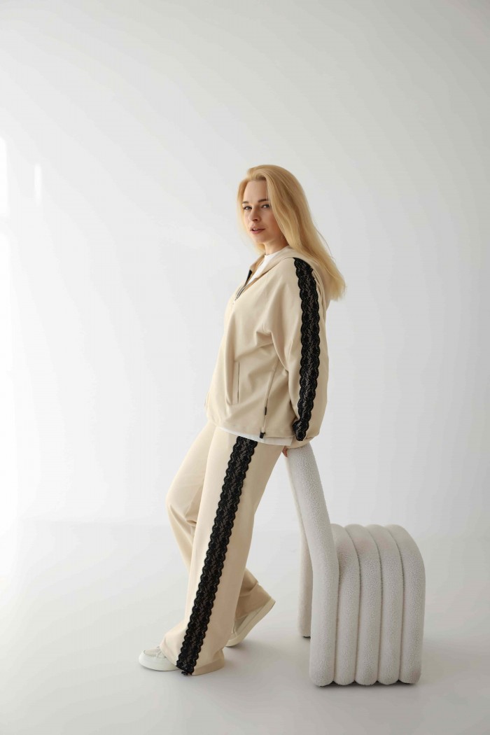 Костюм на молнии с кружевом М219.2 (2х нить), таш