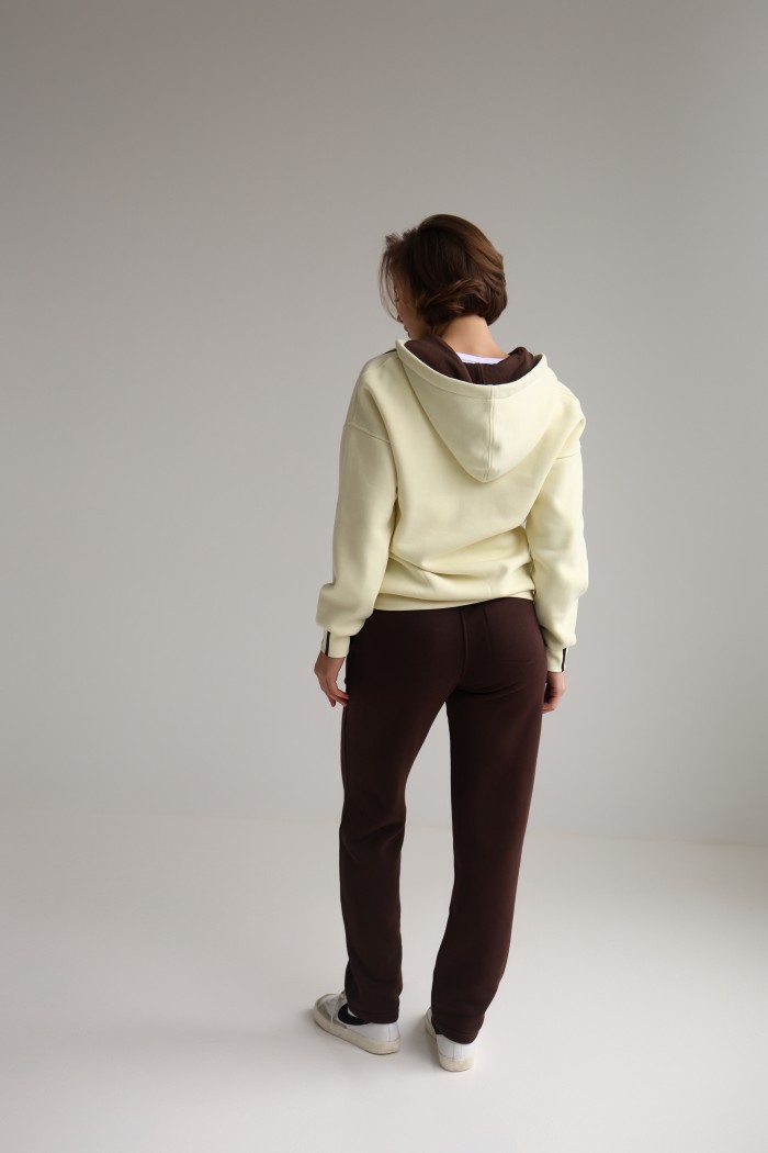 Женский костюм с начесом, светлый лимон+коричневый (М244.4)