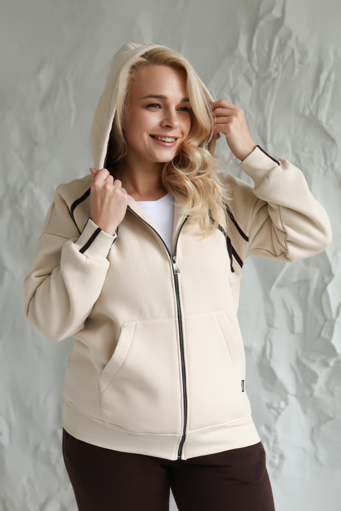 Костюм жіночий з начосом, таш+коричневий (М244.4)
