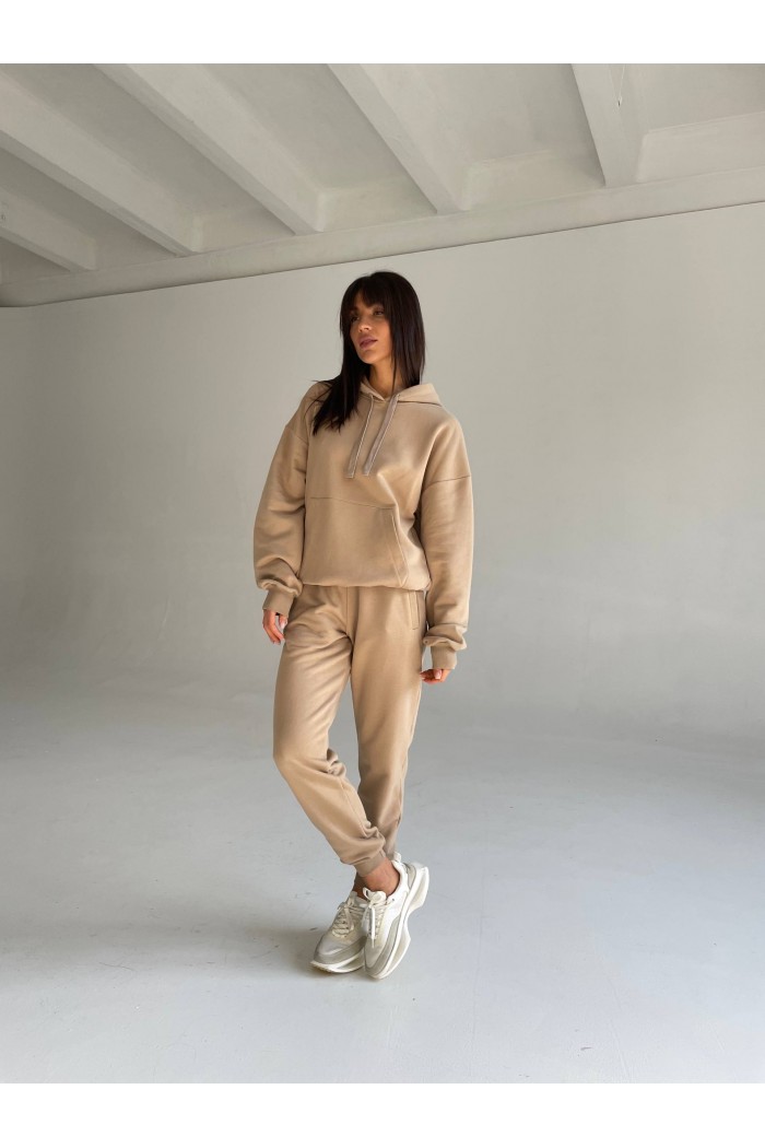 Костюм чоловічий з худі та джогерами 3х-нитка бежевий