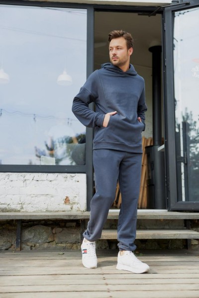 Спортивний костюм чоловічий з світшотом та джогерами 3х-петля графіт (М124)