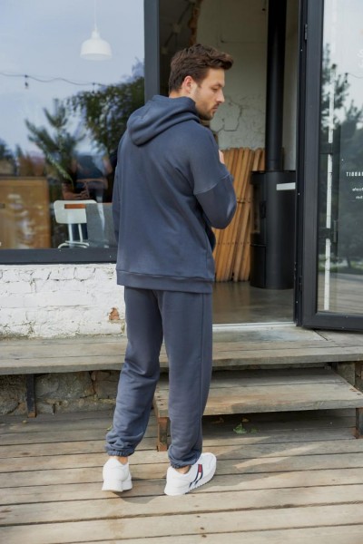 Спортивний костюм чоловічий з світшотом та джогерами 3х-петля графіт (М124)