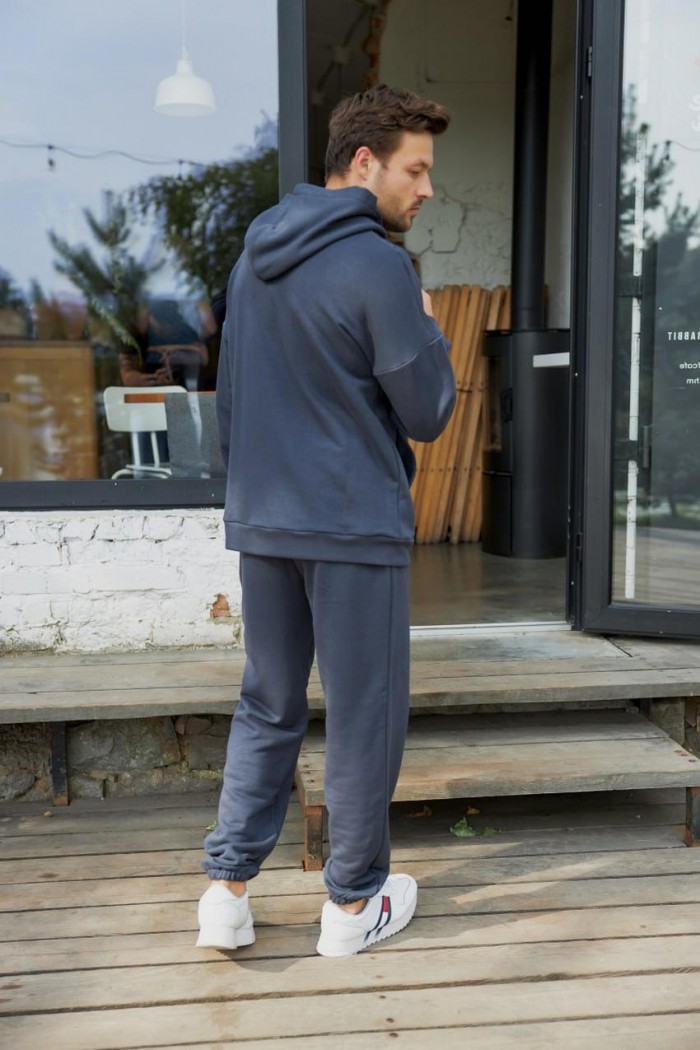 Спортивний костюм чоловічий з світшотом та джогерами 3х-петля графіт (М124)