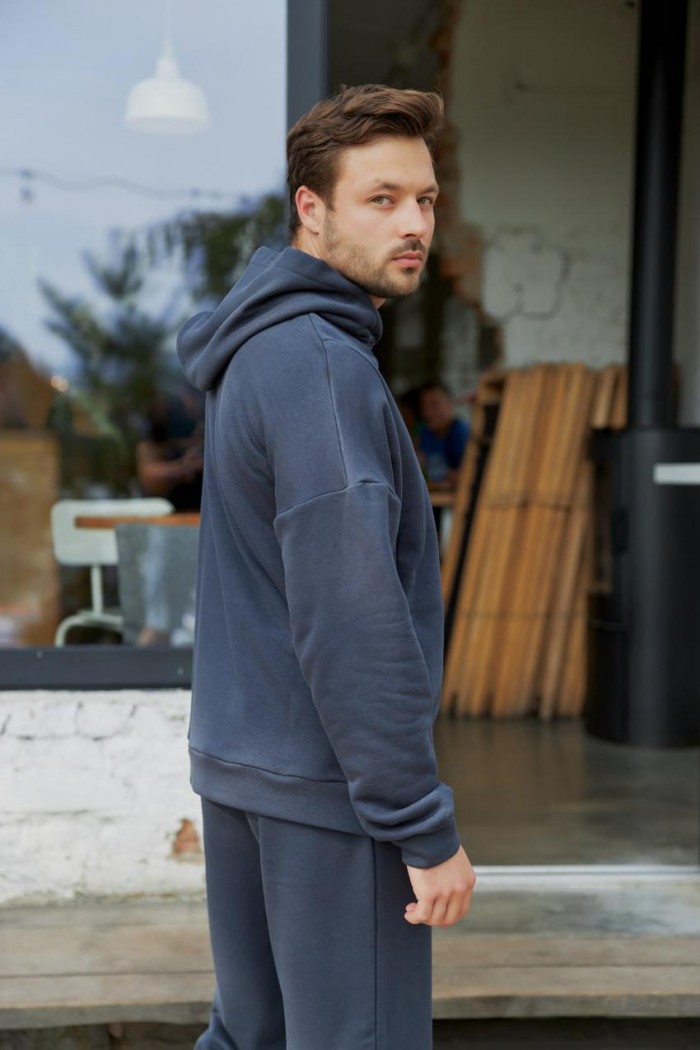 Спортивний костюм чоловічий з світшотом та джогерами 3х-петля графіт (М124)