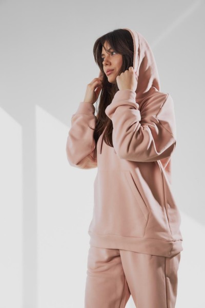 Спортивний костюм жіночий з світшотом та джогерами 3х-петля М124 пудра