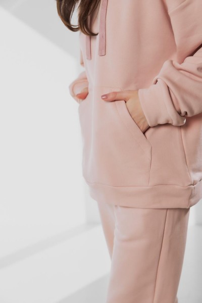 Спортивний костюм жіночий з світшотом та джогерами 3х-петля М124 пудра