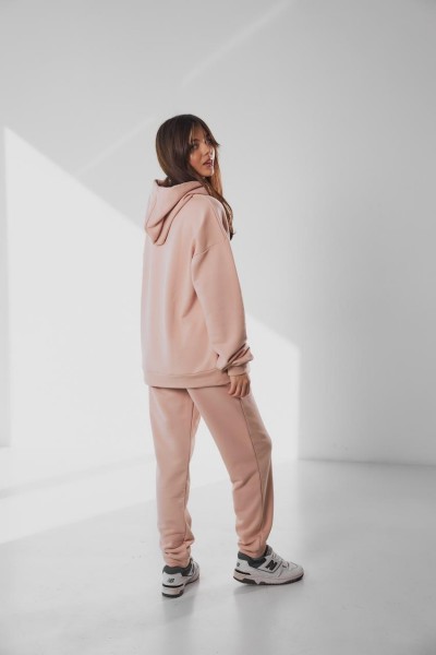 Спортивний костюм жіночий з світшотом та джогерами 3х-петля М124 пудра