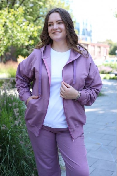 Спортивний костюм жіночий (худі на замку + джогери) фіолет (М136.2)