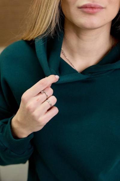 Утепленный женский спортивный костюм с худи с капюшоном М162.4, изумруд