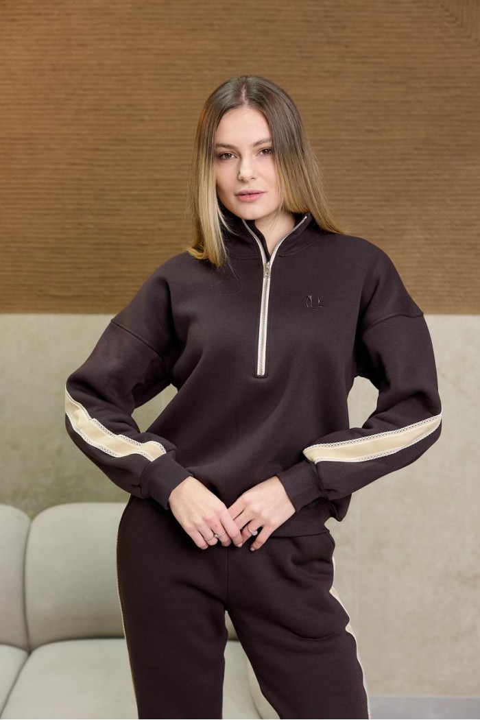 Костюм жіночий з начосом коричневий (М213.4)