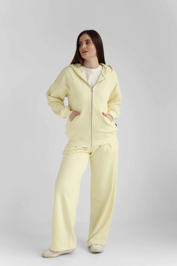 Костюм на молнии oversize М222.3 (3-нитка), светло-лимонный