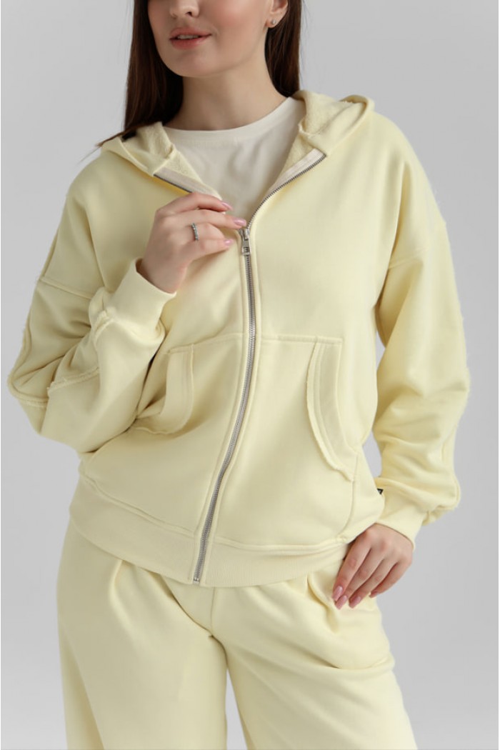 Костюм на молнии oversize М222.3 (3-нитка), светло-лимонный