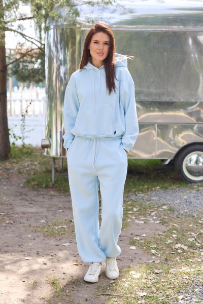 Жіночий oversize костюм з начосом, небесний (М238.4)