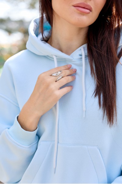 Жіночий oversize костюм з начосом, небесний (М238.4)