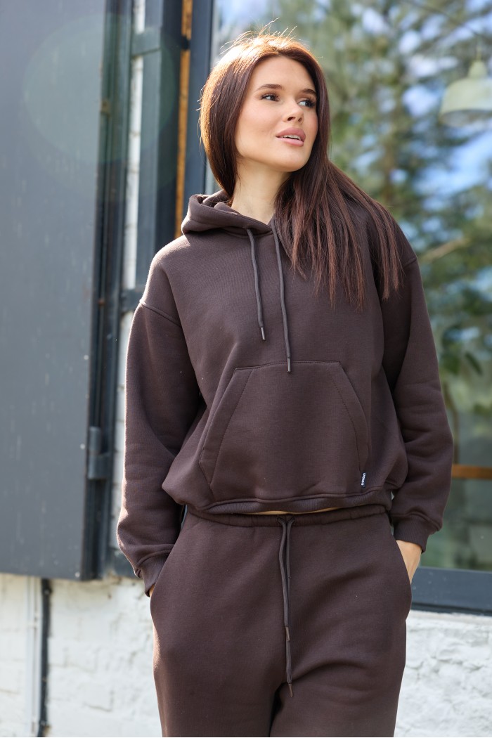 Жіночий oversize костюм з начосом, коричневий (М238.4)