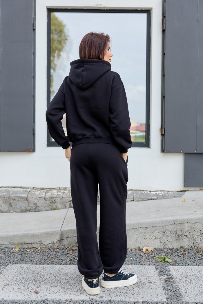 Жіночий oversize костюм з начосом, чорний (М238.4)