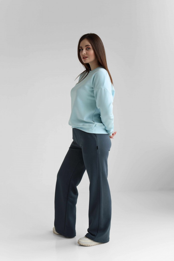 Женские брюки прямой крой из трикотажа, фуме (М0121.3)