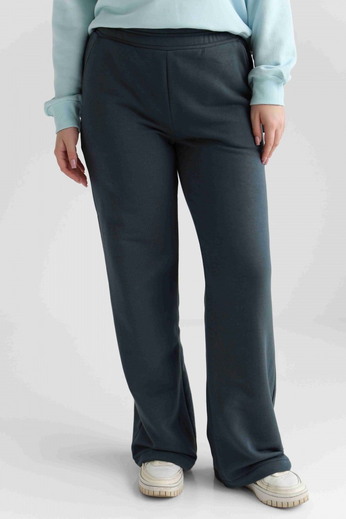 Женские брюки прямой крой из трикотажа, фуме (М0121.3)