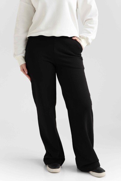 Женские брюки прямой крой из трикотажа, чорный (М0121.3)