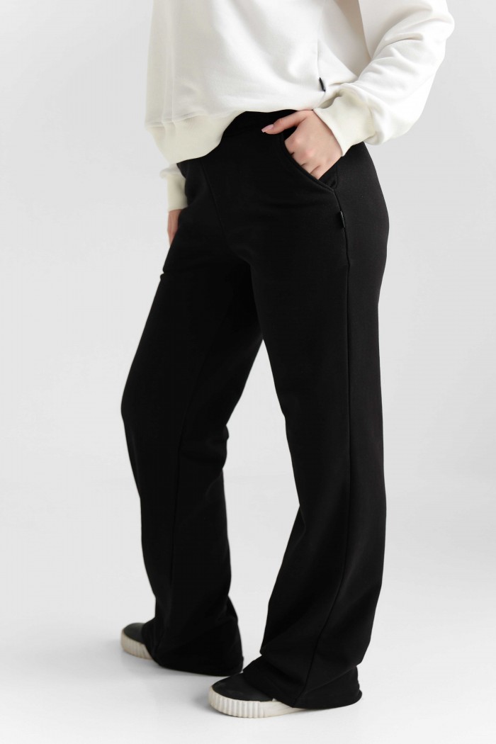 Женские брюки прямой крой из трикотажа, чорный (М0121.3)