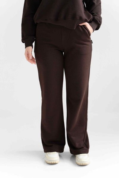 Женские брюки прямой крой из трикотажа, коричневые (М0121.3)
