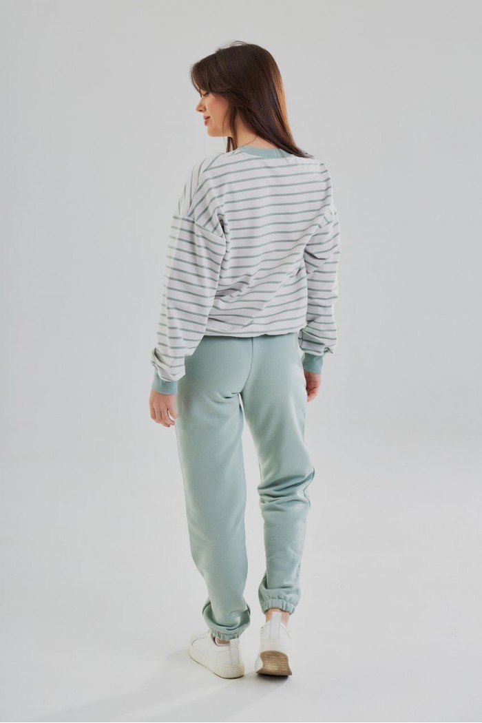 Спортивные штаны-джогеры на резинке М117.3 (3х – нить петля) св.оливка