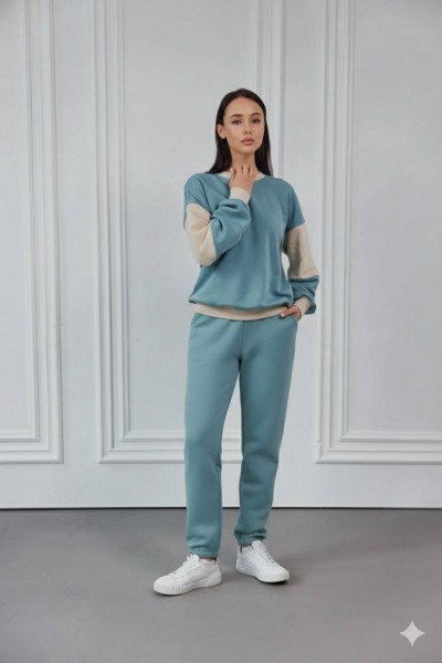 Спортивні штани-джогери на резинці М117.3 (3х - нитка петля) темно-голубий