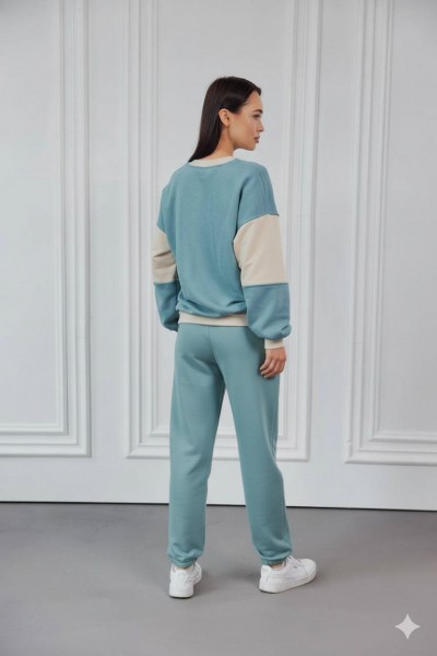 Спортивные штаны-джоггеры на резинке М117.3 (3х - нитка петля) темно-голубой