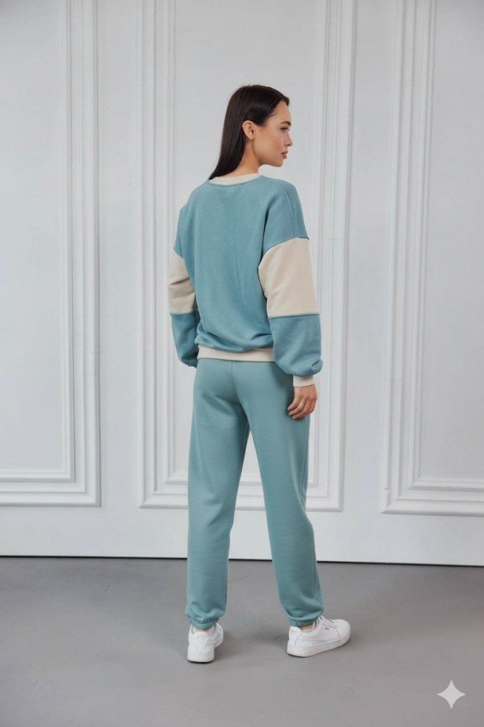 Спортивные штаны-джоггеры на резинке М117.3 (3х - нитка петля) темно-голубой