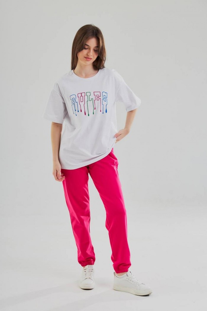 Спортивні штани-джогери на резинц (2-х нитка), малина (М117.2)