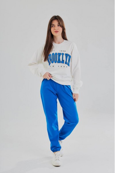 Спортивні штани-джогери на резинці (2-х нитка) світло-синій, (М117.2)