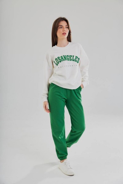 Спортивні штани-джогери на резинці (2-хнитка), зелені (М117.2)