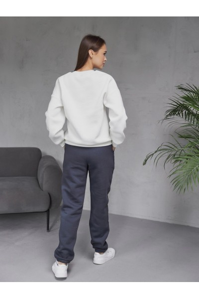 Спортивні штани-джогери на резинці з начосом графіт (М117.4)