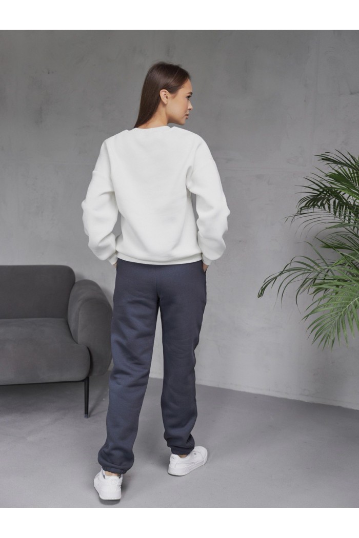 Спортивні штани-джогери на резинці з начосом графіт (М117.4)