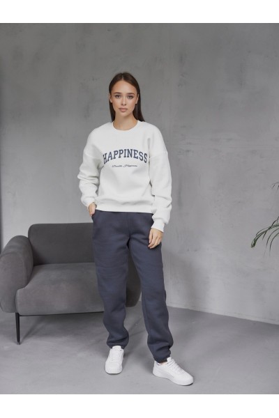 Спортивні штани-джогери на резинці з начосом графіт (М117.4)