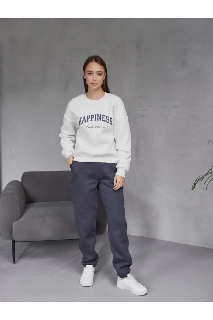 Спортивні штани-джогери на резинці з начосом графіт (М117.4)