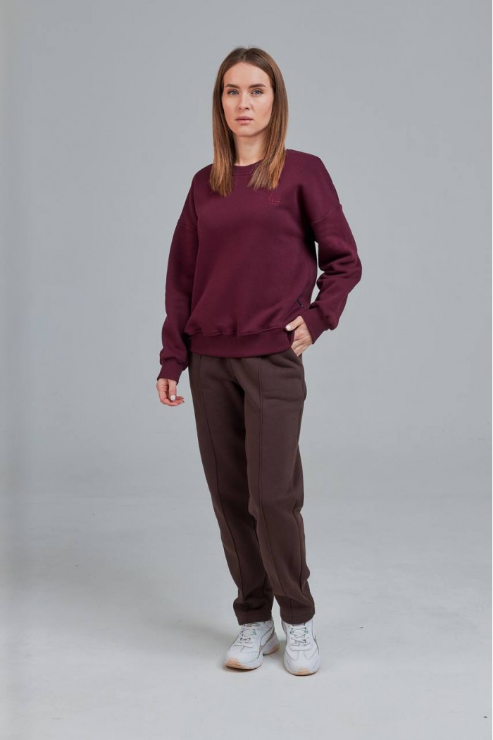 Штаны женские прямые с отсрочкой коричневые