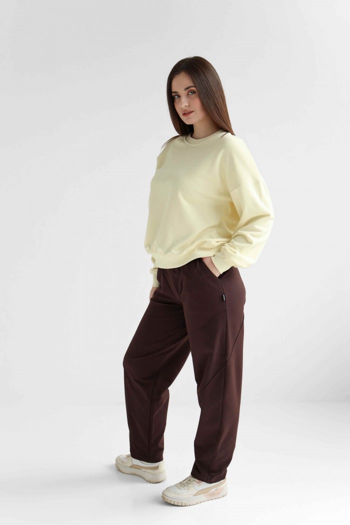 Женские брюки из двухнитки коричневые (М203.2)