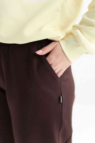 Женские брюки из двухнитки коричневые (М203.2)