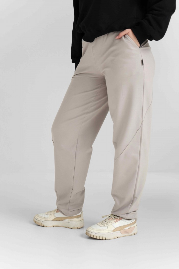 Женские брюки из двухнитки светло-серые (М203.2)