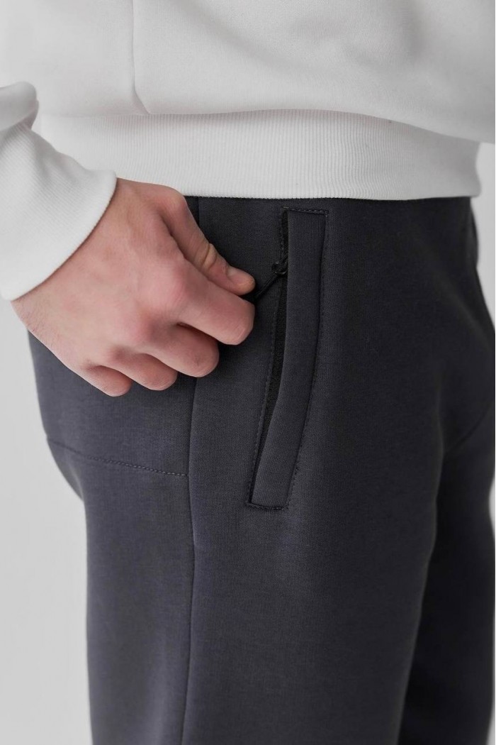 Спортивные штаны мужские прямые с начесом синие (М75)