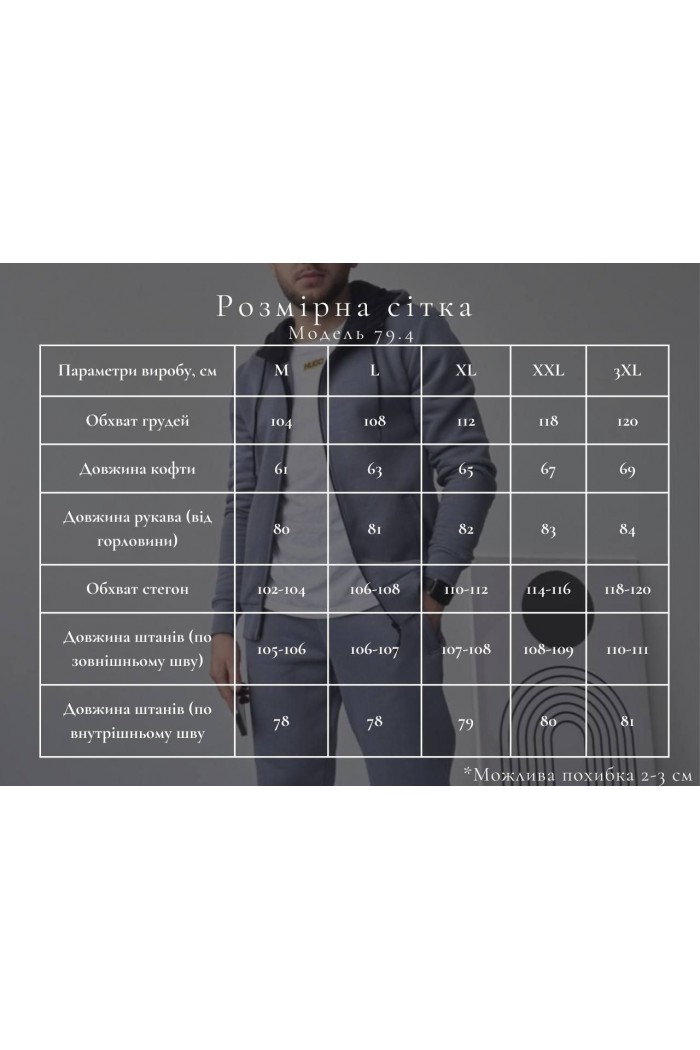 Спортивний костюм чоловічий на замку з начосом чорний (М79.4)